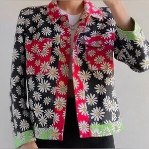 Moschino Boutique x Free People Daisy Colorblock Floral Daisy Jacket NWOT Size 8